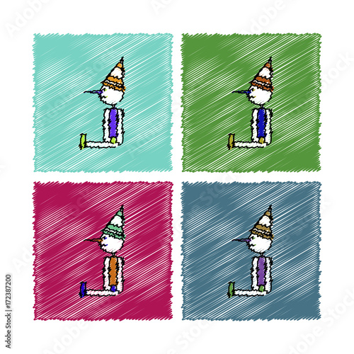 collection of flat shading style icons children toy pinocchio