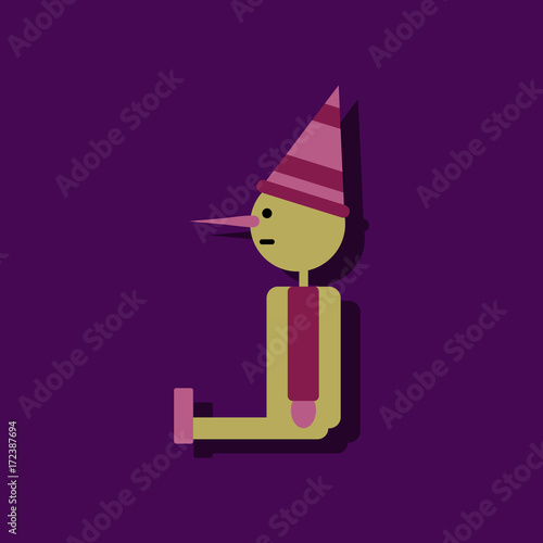 flat vector icon design collection children toy pinocchio in sticker style