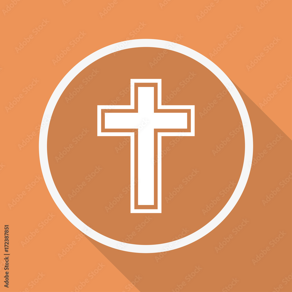Runder Button mit Schatten - Kreuz - Religion Runder Button mit Schatten - Kreuz - Religion