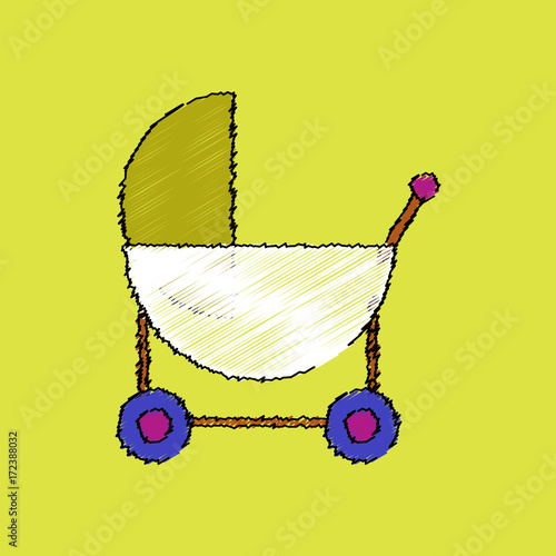 flat shading style icon baby carriage silhouette