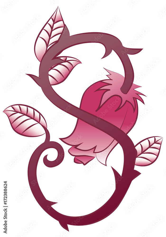 Fototapeta premium curl rose flowers tattoo
