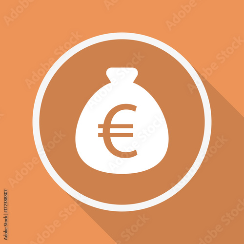 Runder Button mit Schatten - Geldsack - Euro