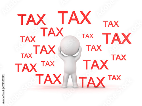 Fotografia 3D illustration depicting the concept of being overwhelmed by taxes