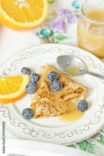 Orange breakfast pancakes