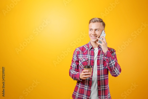 Handsome man with phone and...
