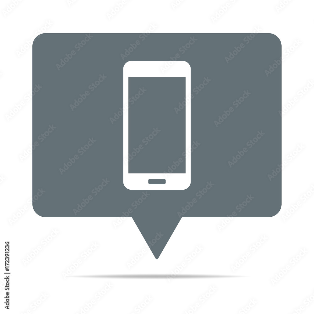 Graue Sprechblase mit Smartphone Graue Sprechblase mit Smartphone