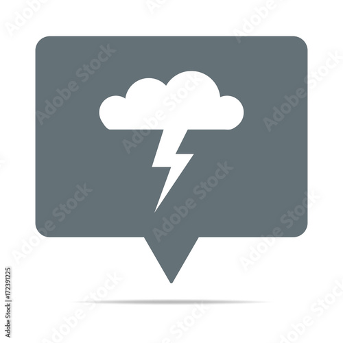 Graue Sprechblase mit Gewitterwolke