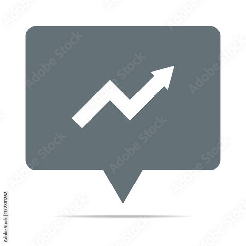 Graue Sprechblase mit Aktie - steigend