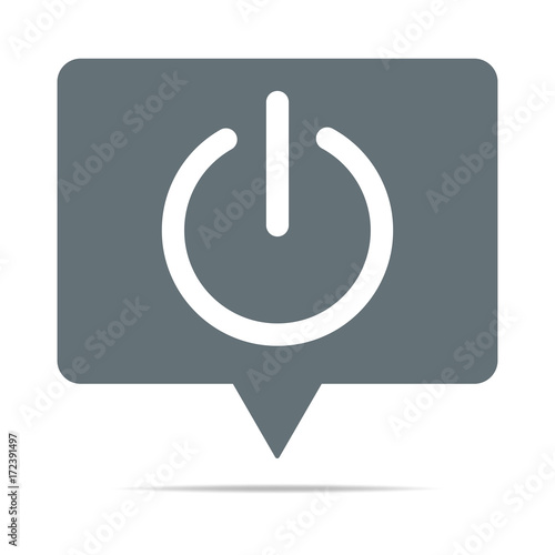 Graue Sprechblase mit Powerbutton