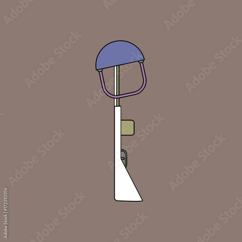 flat vector icon design collection military rifle and helmet