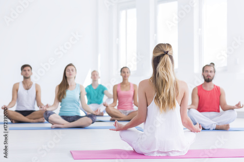 Yoga instructor in studio