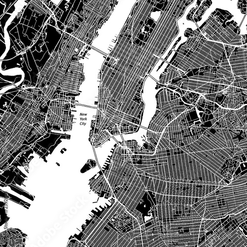New York City, New York. Downtown vector map.