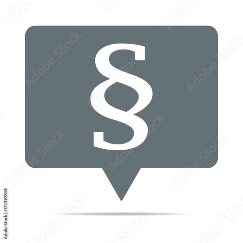 Graue Sprechblase mit Paragraph