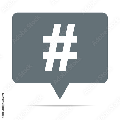 Graue Sprechblase mit Hashtag