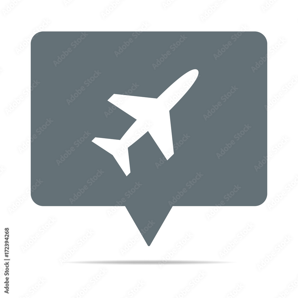 Graue Sprechblase mit Flugzeug Graue Sprechblase mit Flugzeug