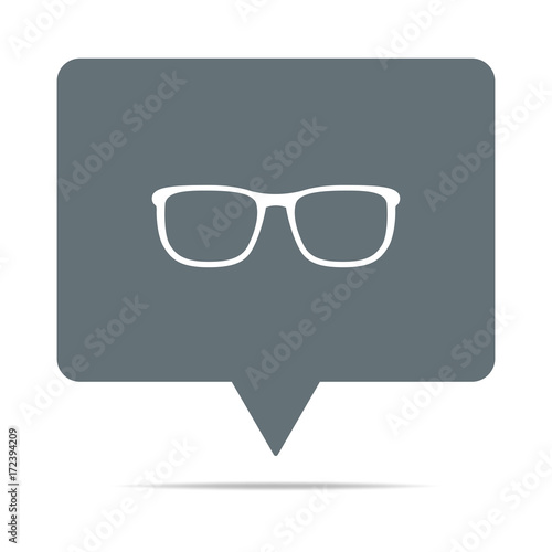 Graue Sprechblase mit Brille