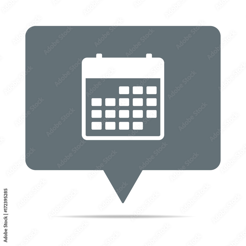 Graue Sprechblase mit Kalender Graue Sprechblase mit Kalender