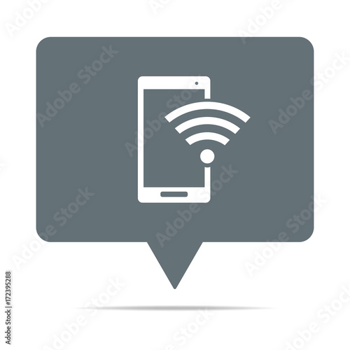 Graue Sprechblase mit Smartphone WLAN