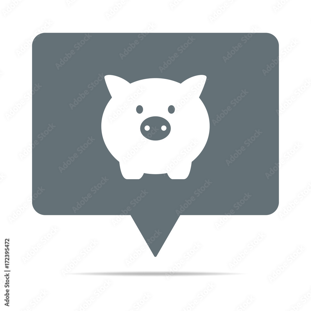 Graue Sprechblase mit Sparschwein Graue Sprechblase mit Sparschwein