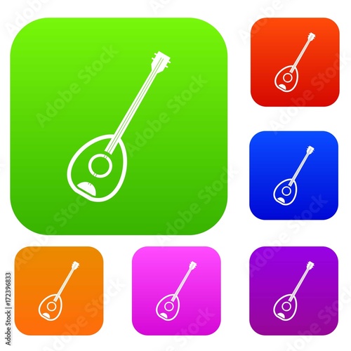 Saz turkish music instrument set color collection