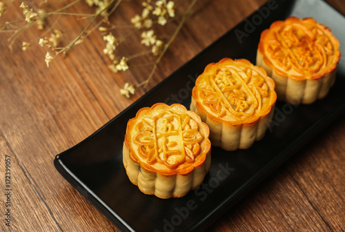 chinese mid autumn festival mooncake with egg yolk