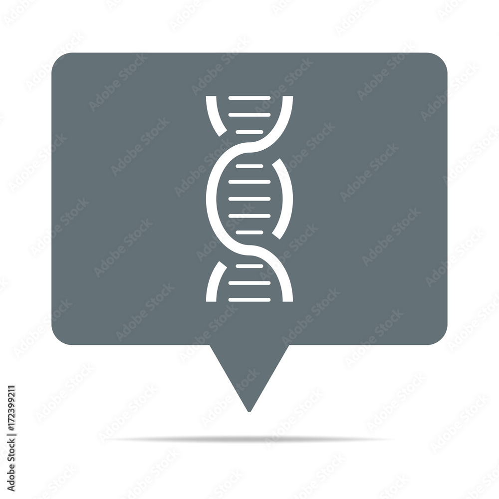 Graue Sprechblase mit DNA-Strang