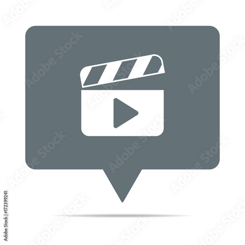 Graue Sprechblase mit Filmklappe