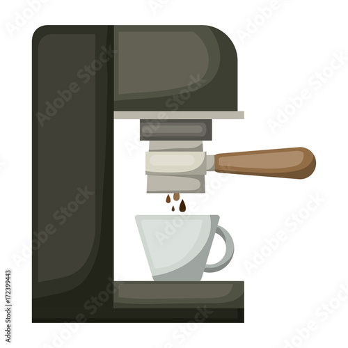 coffee espresso machine side view in realistic colorful silhouette on white background vector illustration