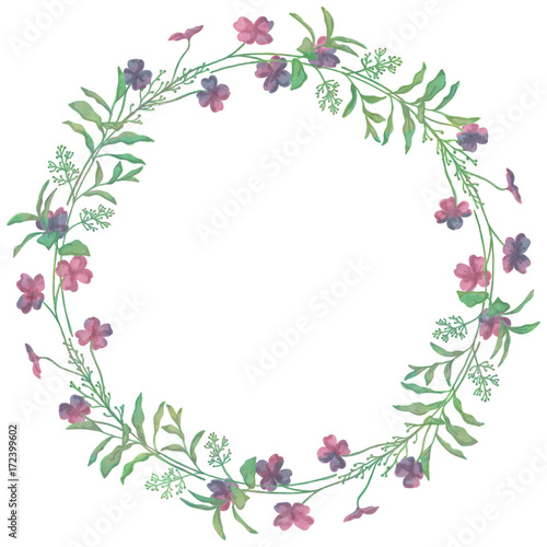 Drawn Watercolor Greenery Wreath Vector Illustration