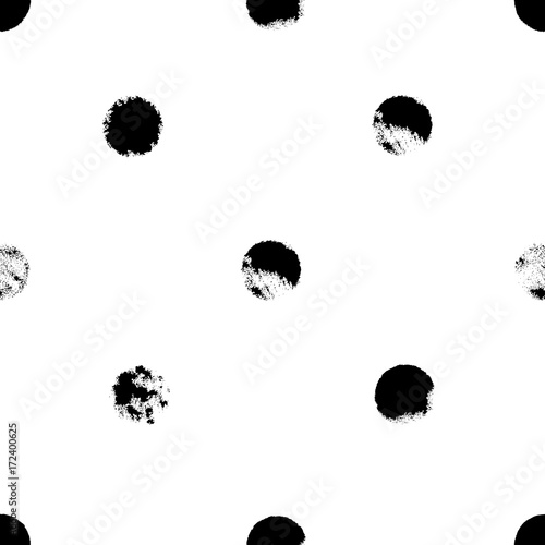 Seamless pattern with circles. Forms printed in ink. Hand drawn. Vector illustration.