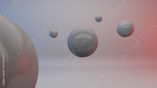 Abstract background with glossy 3d balls flowing across the gray background. illustration for your design