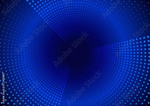 Abstract Hi Tech Blue Background of Radial Halftone Dots. Futuristic Vector Illustration.