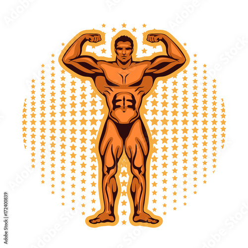 Bodybuilder Fitness Model, athlete with beautiful muscles