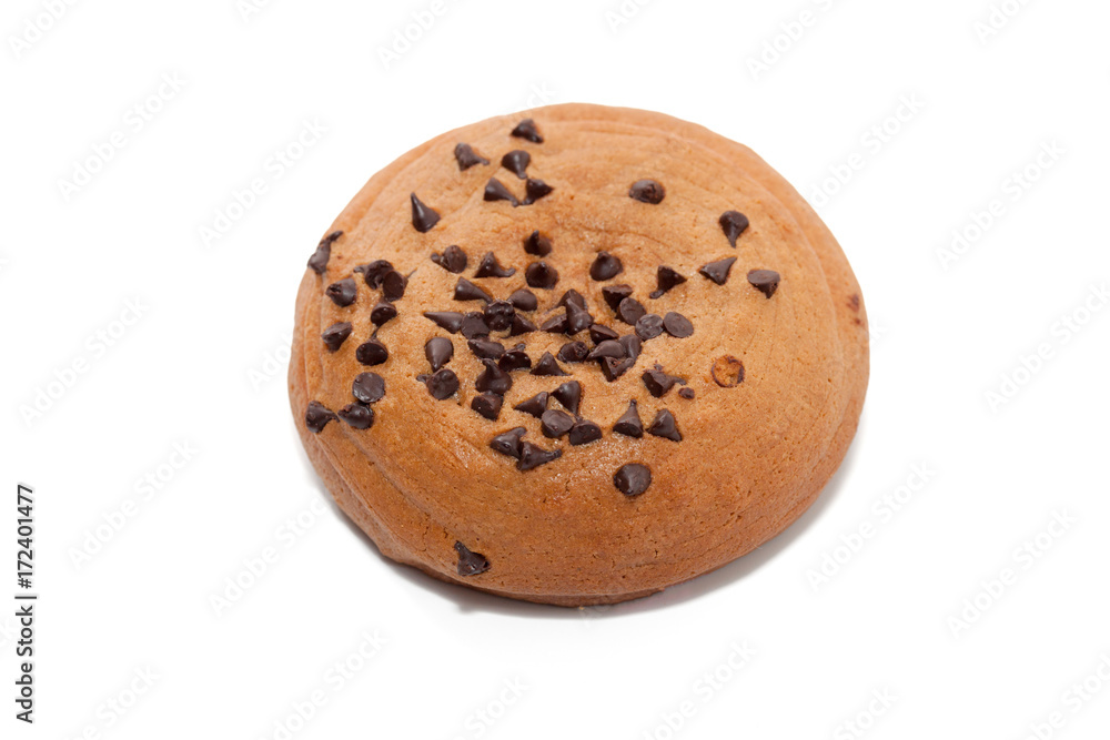 Chocolate Chips Coffee Bun isolated on white background Chocolate Chips Coffee Bun isolated on white background