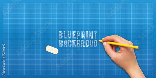 Blueprint grid paper background vector