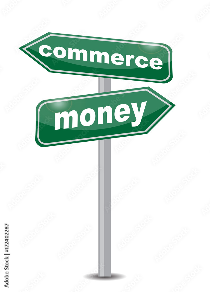 commerce money road sign illustration design over a white background commerce money road sign illustration design over a white background