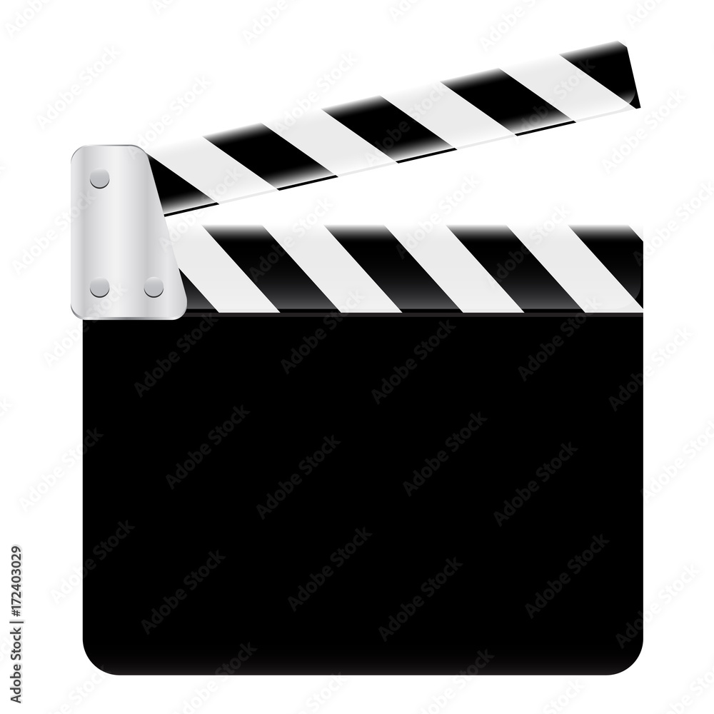 Illustration Vector Clapperboard. open blank black clapper board for the action scene or filming and shooting movie or cinema production included clipping path. Cinéma. Filmklappe geöffnet und leer.
