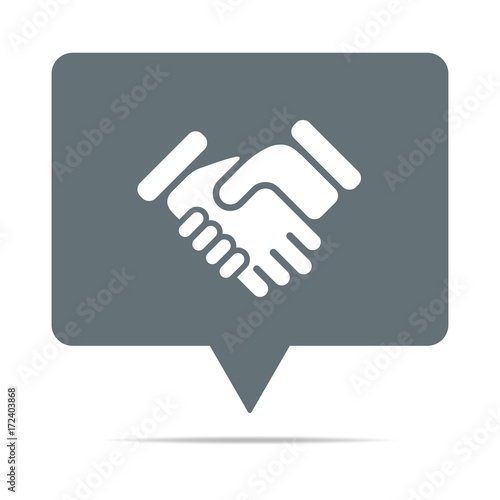 Graue Sprechblase mit Handschlag