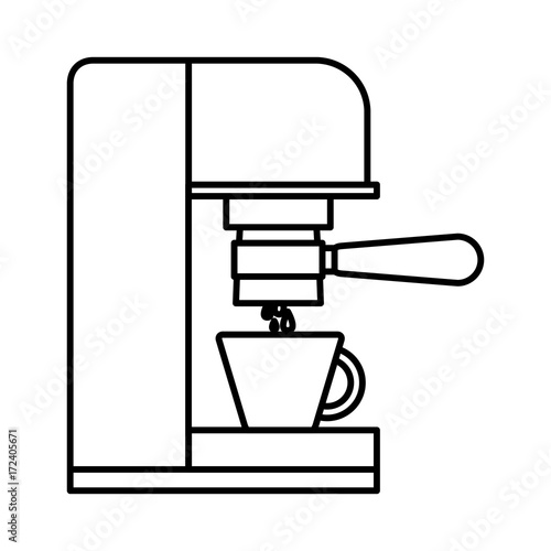 coffee espresso machine side view monochrome silhouette vector illustration