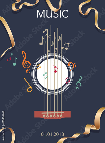 Vector Template, Music Party, Music Festival, Music Sound, Music Poster, Modern Design. Music Cover Template Design. Music note background