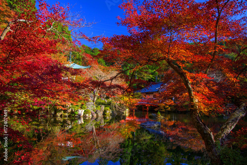 Daigo-ji red shrine landmark in Autumn, Kyoto