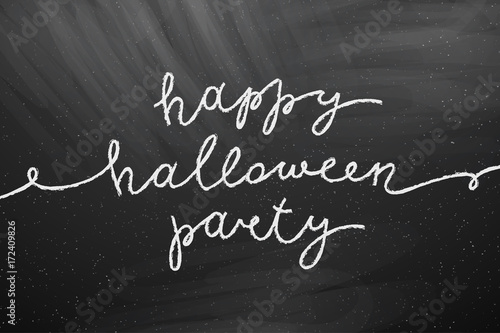 happy halloween party, vector handwritten lettering, halloween poster or greeting card template