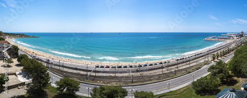 Panoramic view of Balco del Mediterrani in Tarragona  Spain.