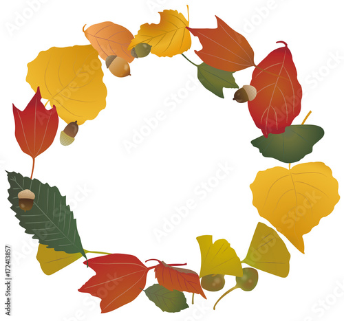 落ち葉と木の実 秋のリース