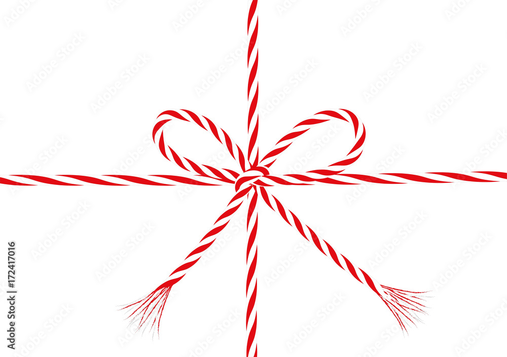 Geschenk Schleife aus rot-weiße Kordel Schnur
Weihnachtsband gebunden am Geschenk
Vektor Illustration isoliert auf weißem Hintergrund Geschenk Schleife aus rot-weiße Kordel Schnur
Weihnachtsband gebunden am Geschenk
Vektor Illustration isoliert auf weißem Hintergrund