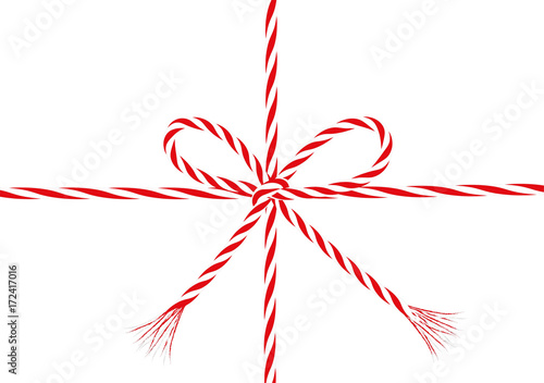 Geschenk Schleife aus rot-weiße Kordel Schnur
Weihnachtsband gebunden am Geschenk
Vektor Illustration isoliert auf weißem Hintergrund