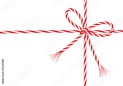 Geschenk Schleife aus rot-weiße Kordel Schnur
Weihnachtsband gebunden am Geschenk
Vektor Illustration isoliert auf weißem Hintergrund