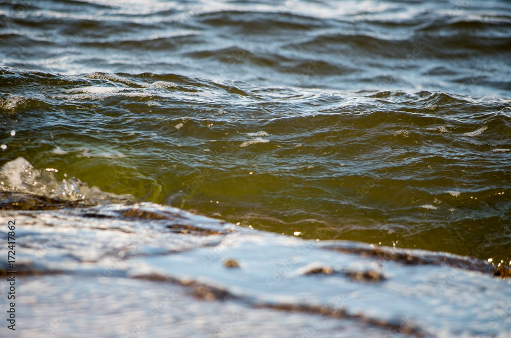 Waves of the Baltic Sea in Świnoujście, Poland