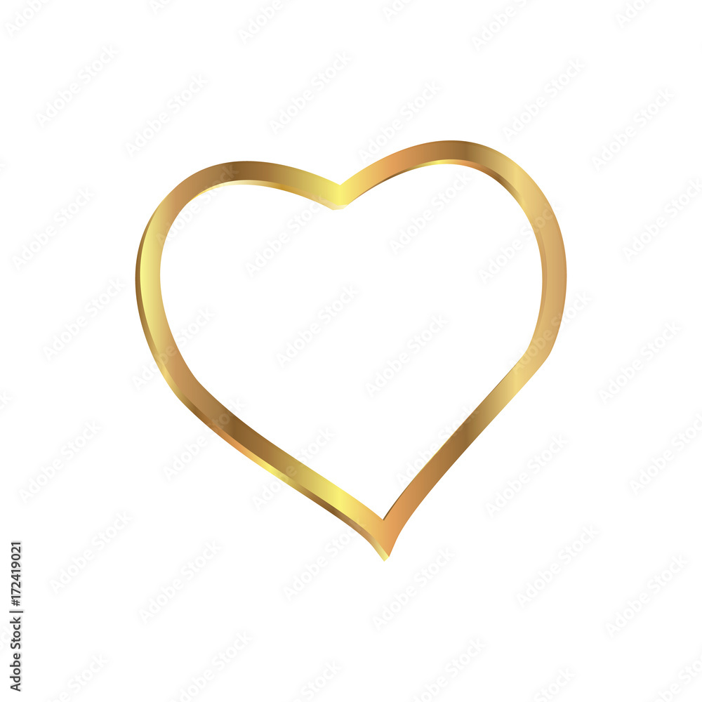 Vector Heart shape frame gold isolated on white background Vector illustration. Vector Heart shape frame gold isolated on white background Vector illustration.
