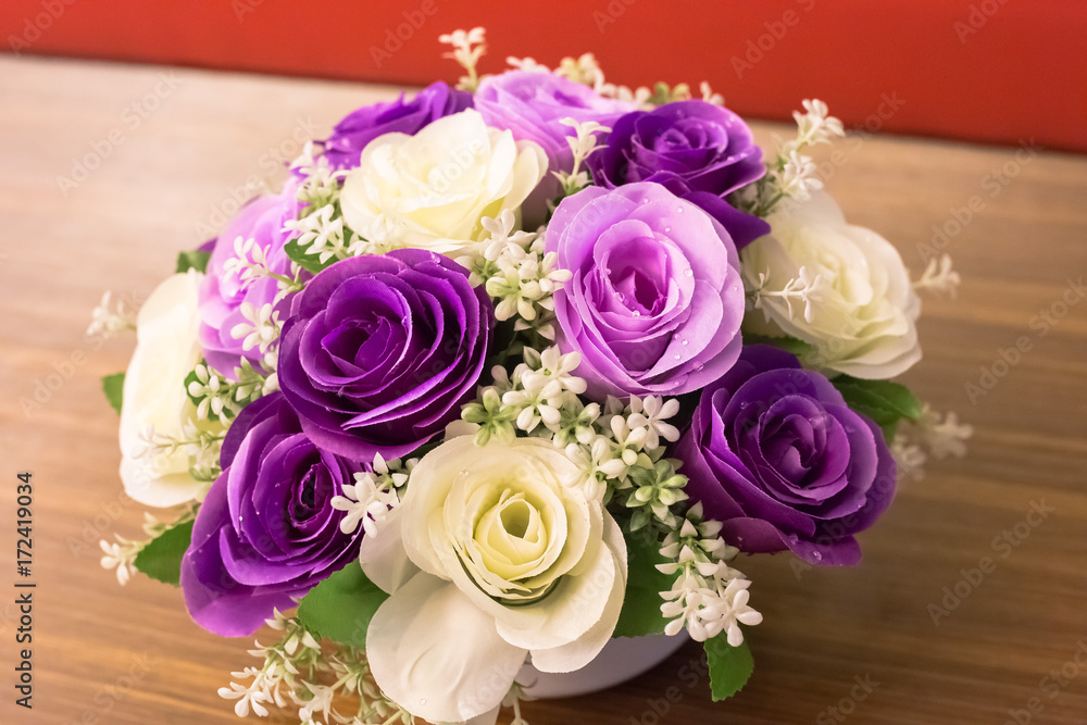 バラの花束ブーケ 紫 白 Stock Photo Adobe Stock